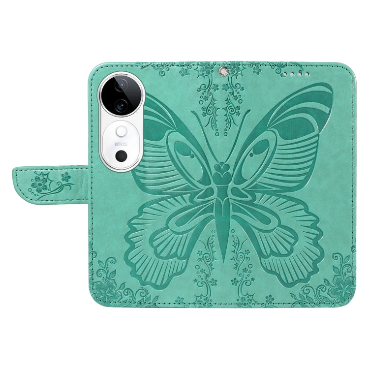 For vivo V40 5G Swallowtail Butterfly Embossed Leather Phone Case