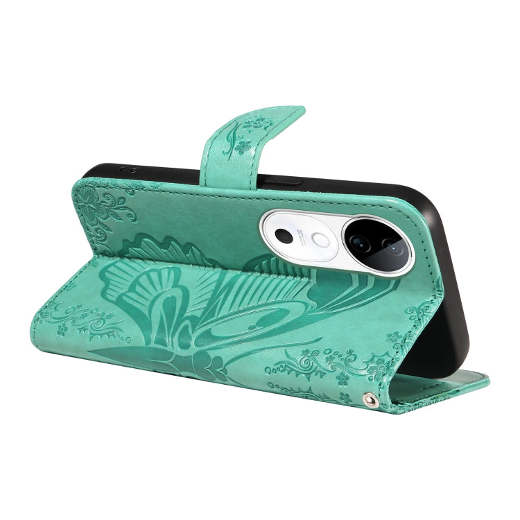 For vivo V40 5G Swallowtail Butterfly Embossed Leather Phone Case