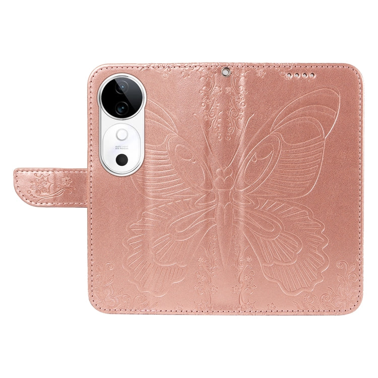 For vivo V40 5G Swallowtail Butterfly Embossed Leather Phone Case