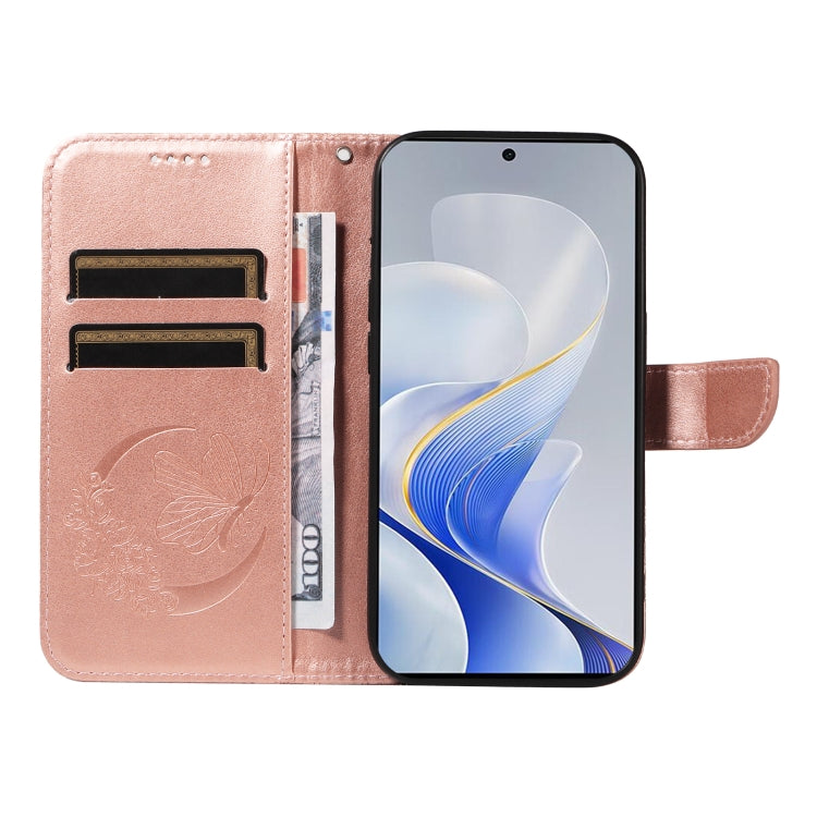 For vivo V40 5G Swallowtail Butterfly Embossed Leather Phone Case