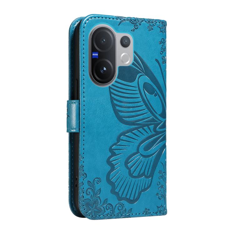 For vivo V60 5G Swallowtail Butterfly Embossed Leather Phone Case