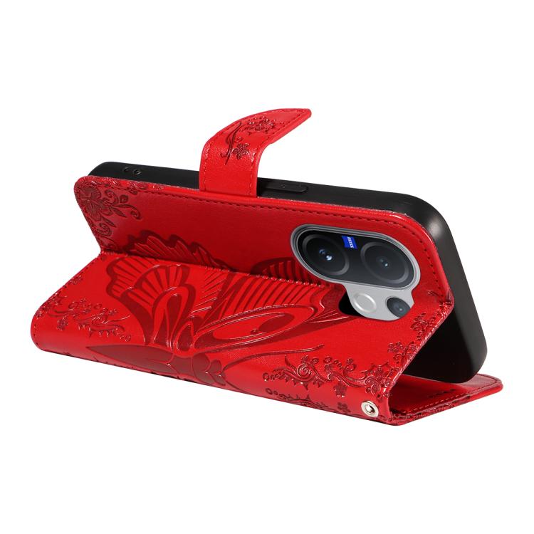 For vivo V60 5G Swallowtail Butterfly Embossed Leather Phone Case