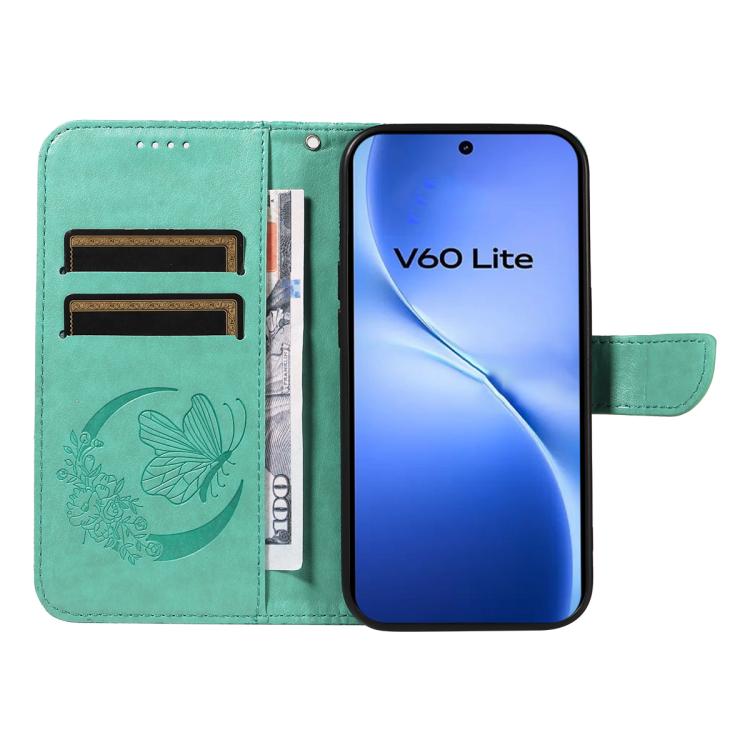 For vivo V60 Lite 4G Swallowtail Butterfly Embossed Leather Phone Case