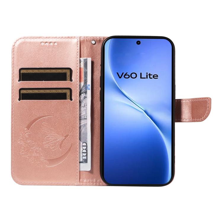 For vivo V60 Lite 4G Swallowtail Butterfly Embossed Leather Phone Case