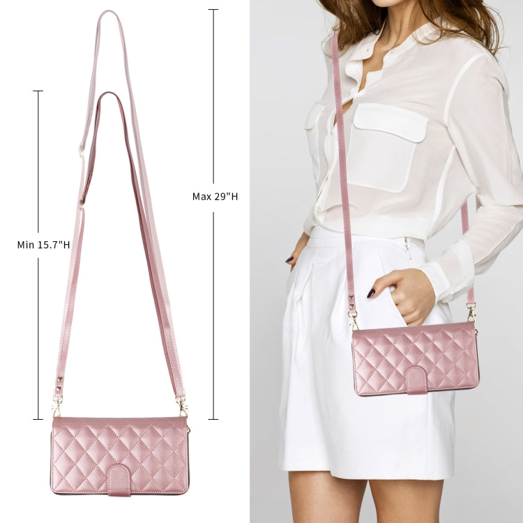For iPhone 13 Pro Max Crossbody Rhombic Zipper Tower Buckle Leather Phone Case with Lanyard