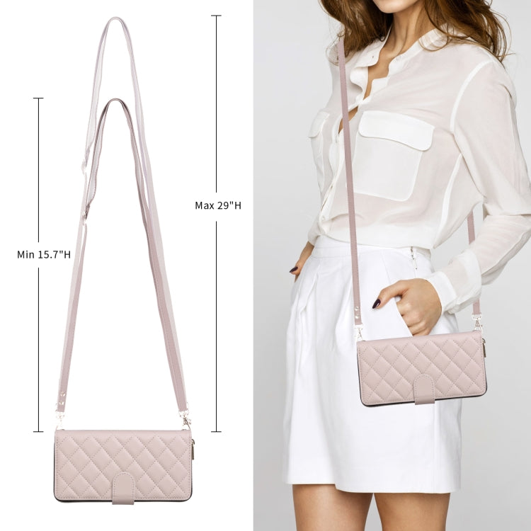 For iPhone 13 mini Crossbody Rhombic Zipper Tower Buckle Leather Phone Case with Lanyard