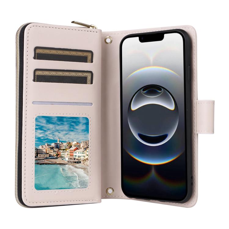 For iPhone 17e / 16e Crossbody Rhombic Zipper Tower Buckle Leather Phone Case with Lanyard