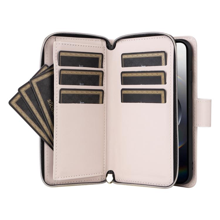 For iPhone 17e / 16e Crossbody Rhombic Zipper Tower Buckle Leather Phone Case with Lanyard