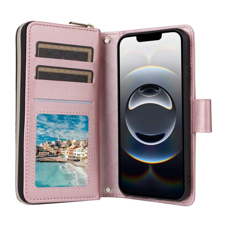 For iPhone 17e / 16e Crossbody Rhombic Zipper Tower Buckle Leather Phone Case with Lanyard