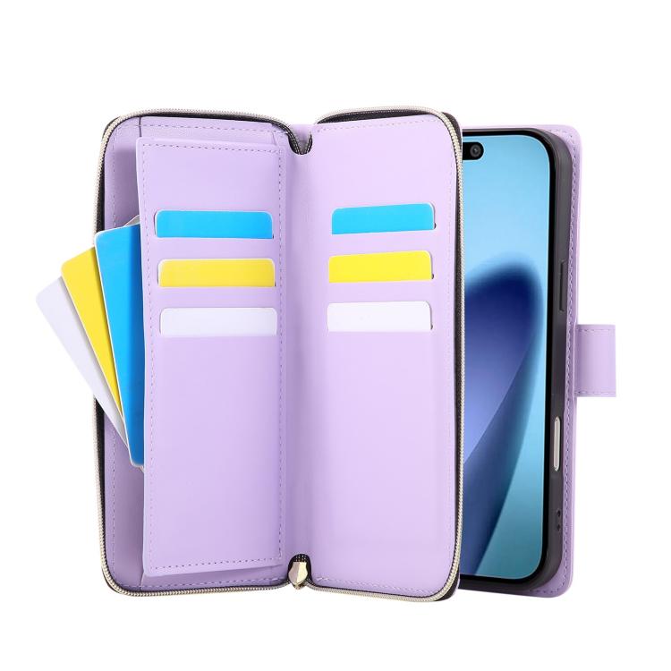 For iPhone Air Crossbody Rhombic Zipper Tower Buckle Leather Phone Case with Lanyard