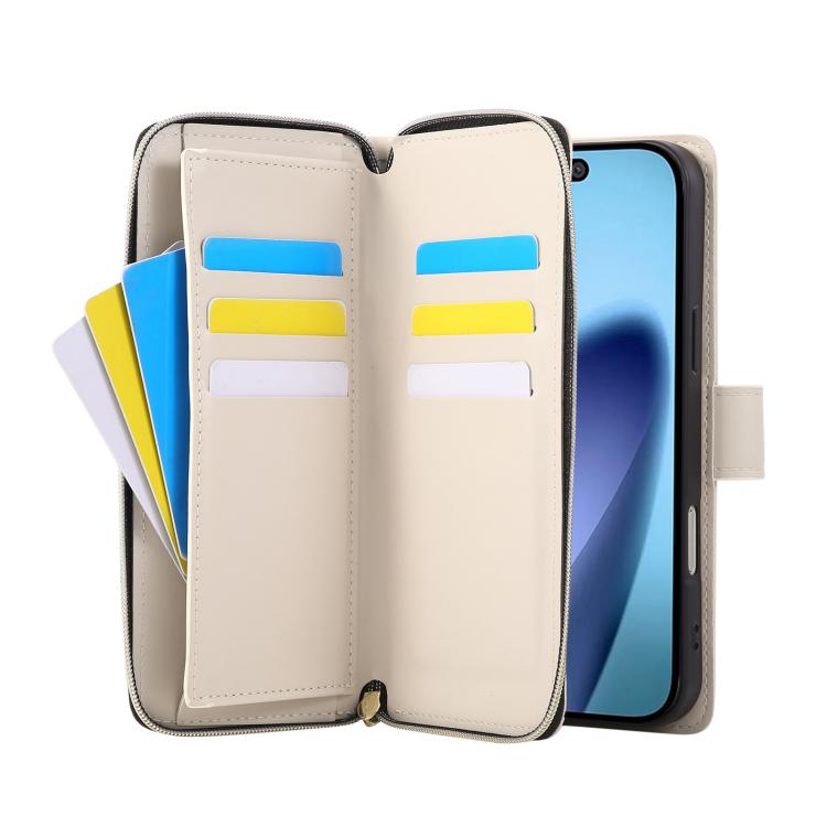For iPhone Air Crossbody Rhombic Zipper Tower Buckle Leather Phone Case with Lanyard