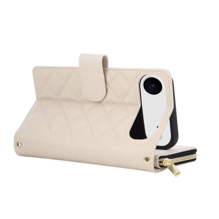 For iPhone Air Crossbody Rhombic Zipper Tower Buckle Leather Phone Case with Lanyard