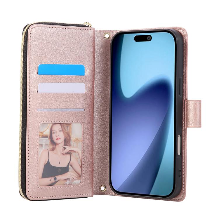 For iPhone Air Crossbody Rhombic Zipper Tower Buckle Leather Phone Case with Lanyard