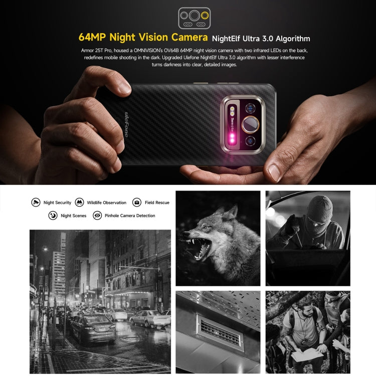 [HK Warehouse] Ulefone Armor 25T Pro Rugged Phone, 8GB+256GB, Thermal Imaging, 6.78 inch Android 15 MediaTek Dimensity 6300 Octa Core, Network: 5G, NFC - Frost Black
