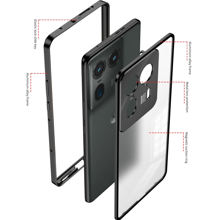 For Motorola Moto X40 Snap Buckle Metal Frame Frosted Phone Case