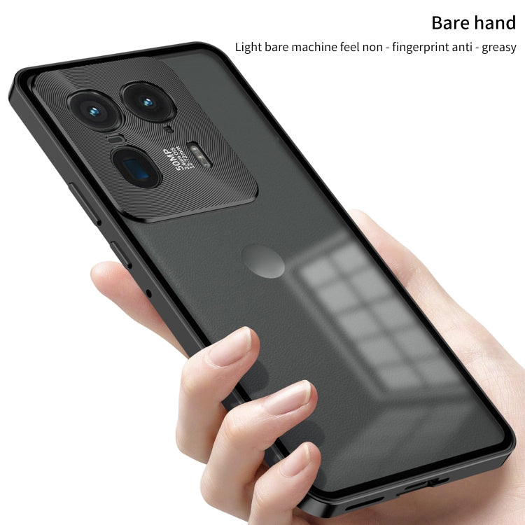 For Motorola Moto X40 Snap Buckle Metal Frame Frosted Phone Case