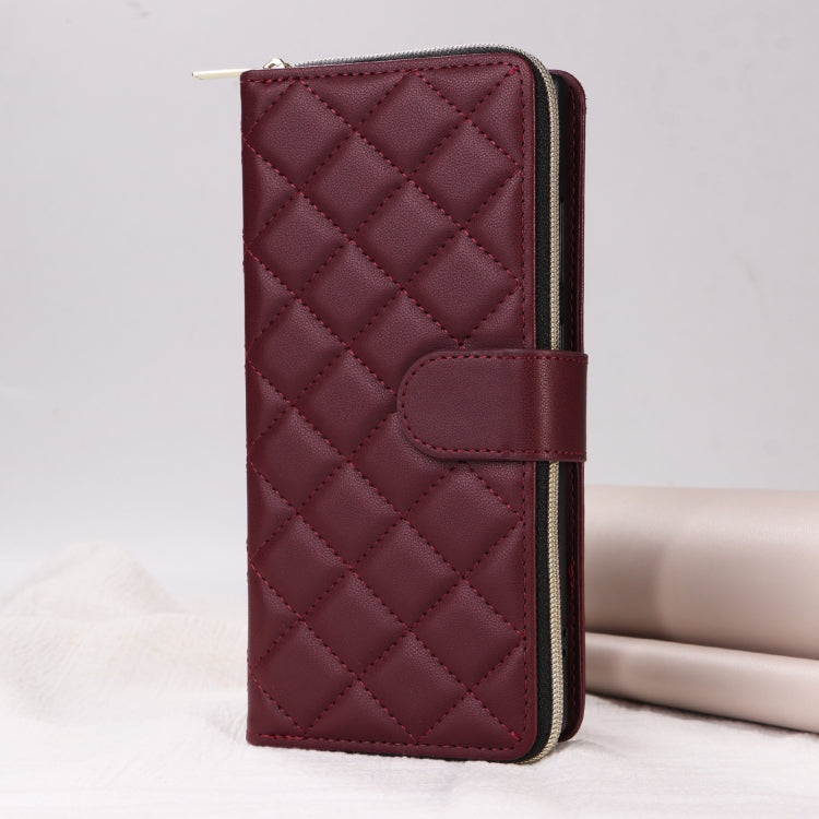 For Samsung Galaxy S23+ Crossbody Rhombic Zipper Tower Buckle Leather Phone Case with Lanyard