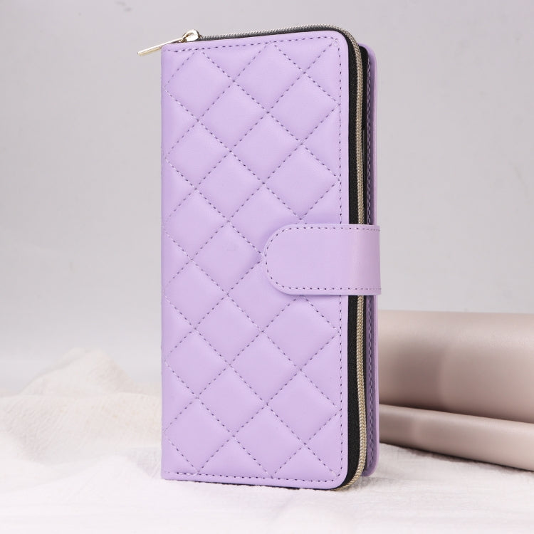 For Samsung Galaxy S23 Ultra 5G Crossbody Rhombic Zipper Tower Buckle Leather Phone Case with Lanyard