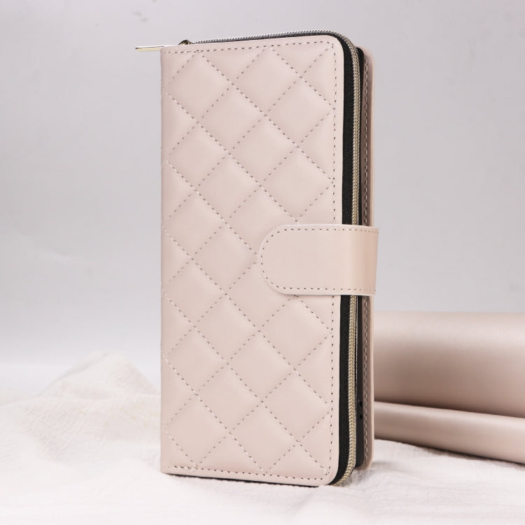 For Samsung Galaxy S23 FE 5G Crossbody Rhombic Zipper Tower Buckle Leather Phone Case with Lanyard