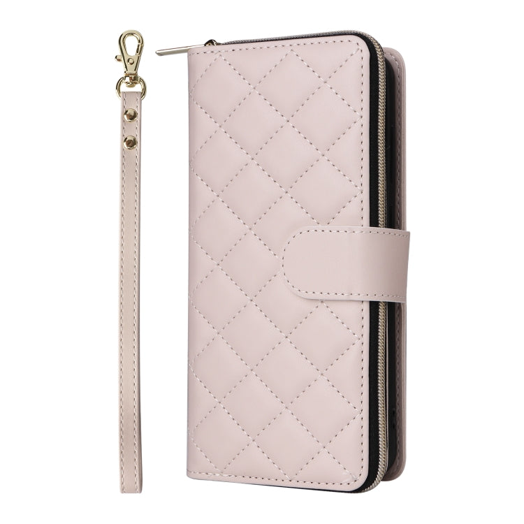 For Samsung Galaxy S24 FE 5G Crossbody Rhombic Zipper Tower Buckle Leather Phone Case with Lanyard