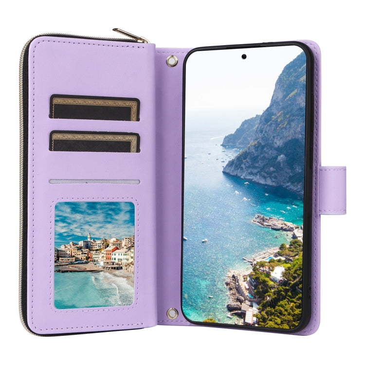 For Samsung Galaxy S25+ 5G Crossbody Rhombic Zipper Tower Buckle Leather Phone Case with Lanyard
