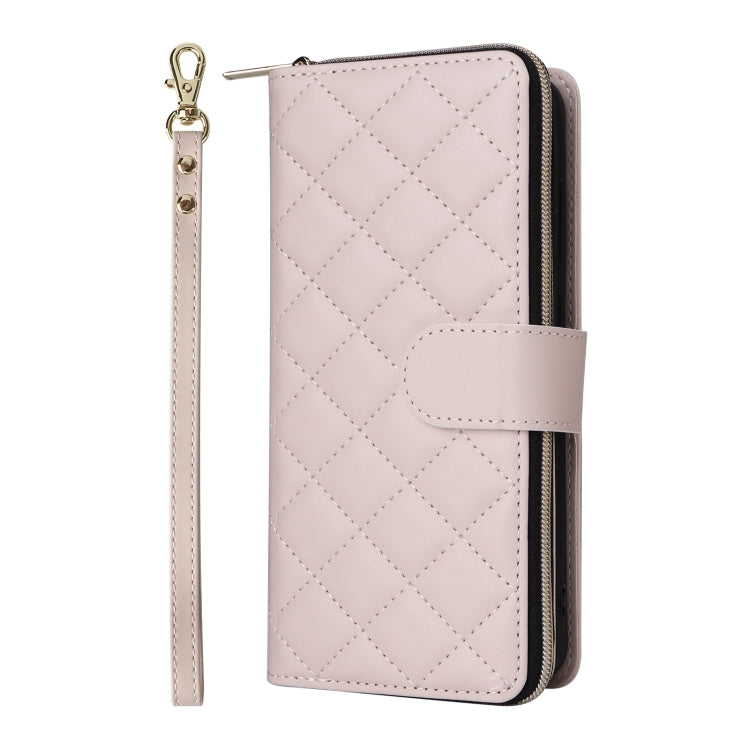 For Samsung Galaxy S25+ 5G Crossbody Rhombic Zipper Tower Buckle Leather Phone Case with Lanyard