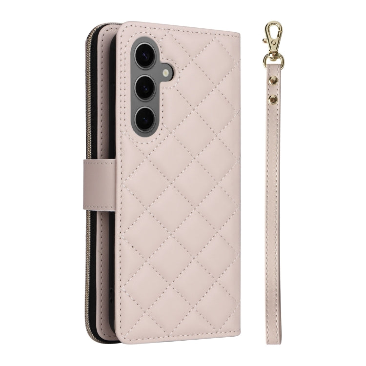 For Samsung Galaxy S25+ 5G Crossbody Rhombic Zipper Tower Buckle Leather Phone Case with Lanyard