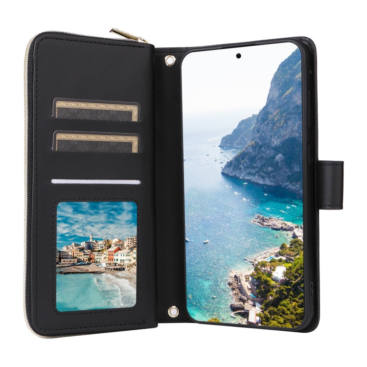 For Samsung Galaxy S25+ 5G Crossbody Rhombic Zipper Tower Buckle Leather Phone Case with Lanyard