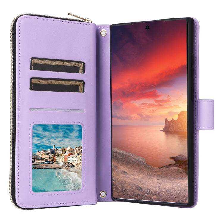 For Samsung Galaxy S25 Ultra 5G Crossbody Rhombic Zipper Tower Buckle Leather Phone Case with Lanyard