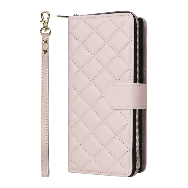 For Samsung Galaxy S25 Ultra 5G Crossbody Rhombic Zipper Tower Buckle Leather Phone Case with Lanyard