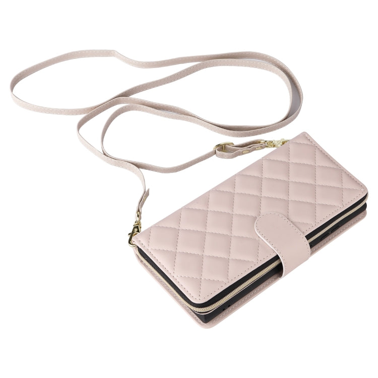 For Samsung Galaxy S25 Ultra 5G Crossbody Rhombic Zipper Tower Buckle Leather Phone Case with Lanyard