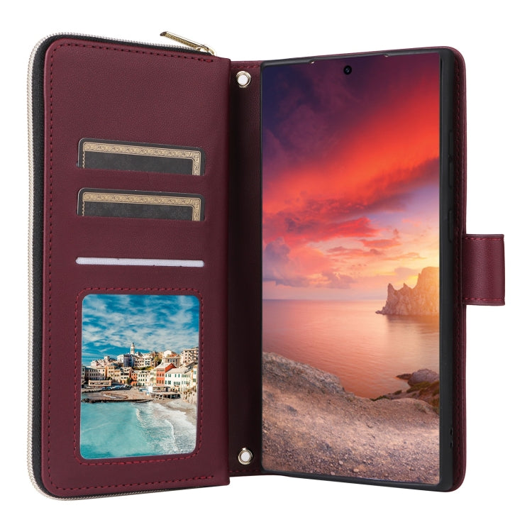 For Samsung Galaxy S25 Ultra 5G Crossbody Rhombic Zipper Tower Buckle Leather Phone Case with Lanyard