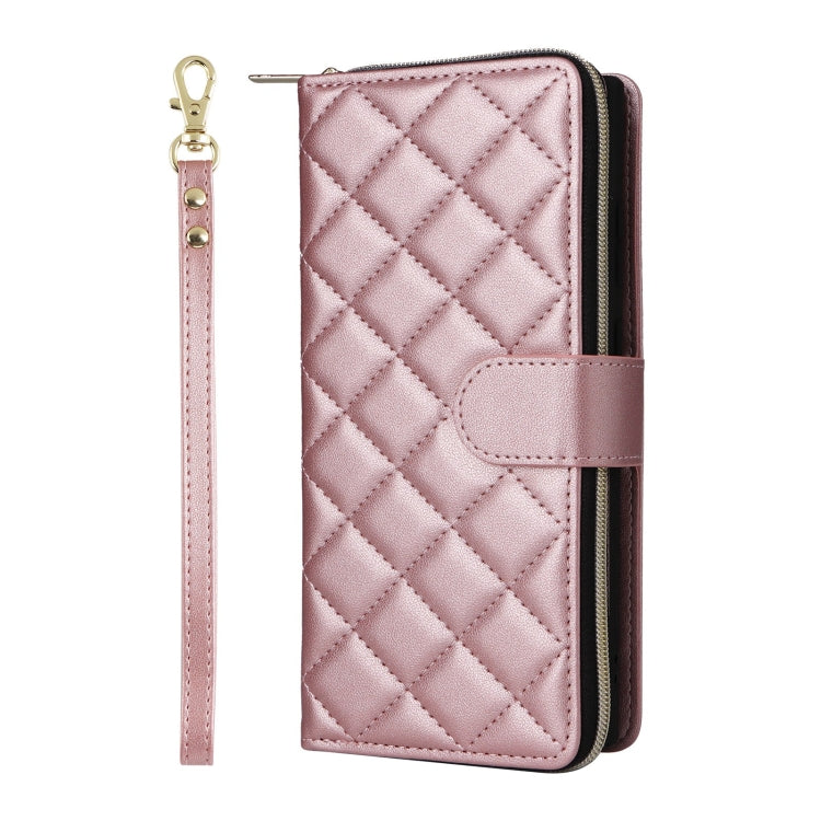 For Samsung Galaxy S25 Ultra 5G Crossbody Rhombic Zipper Tower Buckle Leather Phone Case with Lanyard