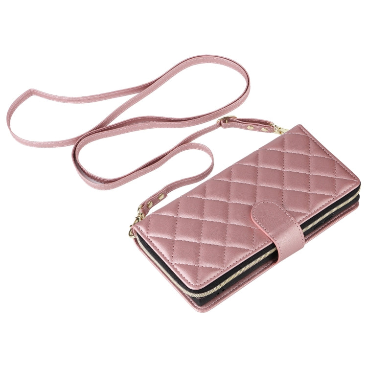 For Samsung Galaxy S25 Ultra 5G Crossbody Rhombic Zipper Tower Buckle Leather Phone Case with Lanyard