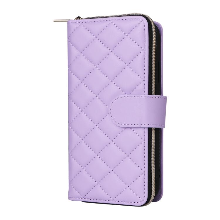 For Samsung Galaxy S25 Edge 5G Crossbody Rhombic Zipper Tower Buckle Leather Phone Case with Lanyard
