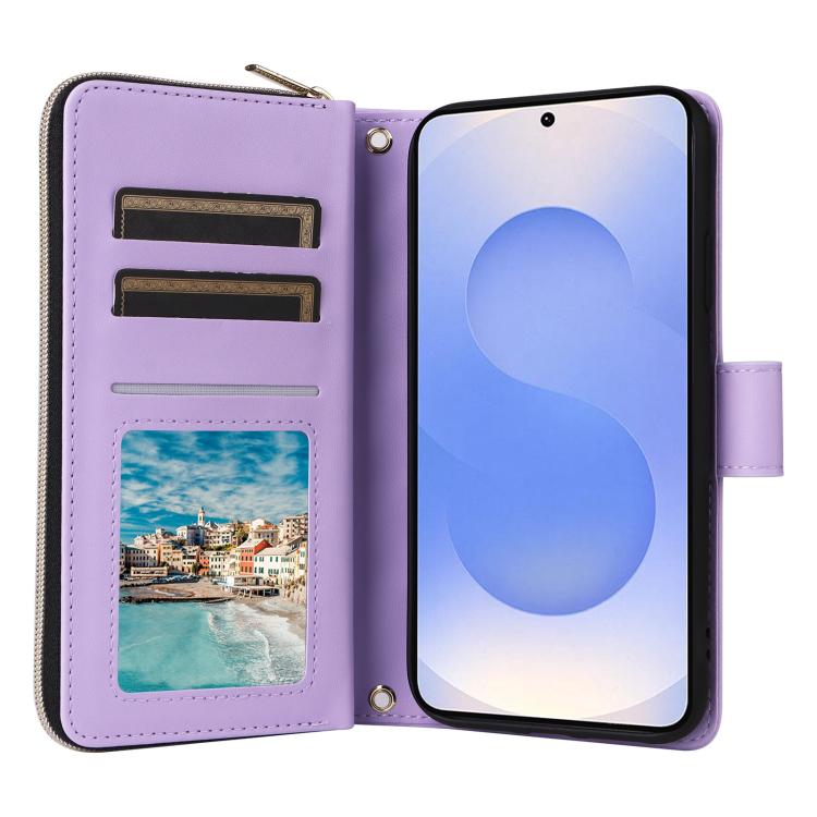 For Samsung Galaxy S25 Edge 5G Crossbody Rhombic Zipper Tower Buckle Leather Phone Case with Lanyard