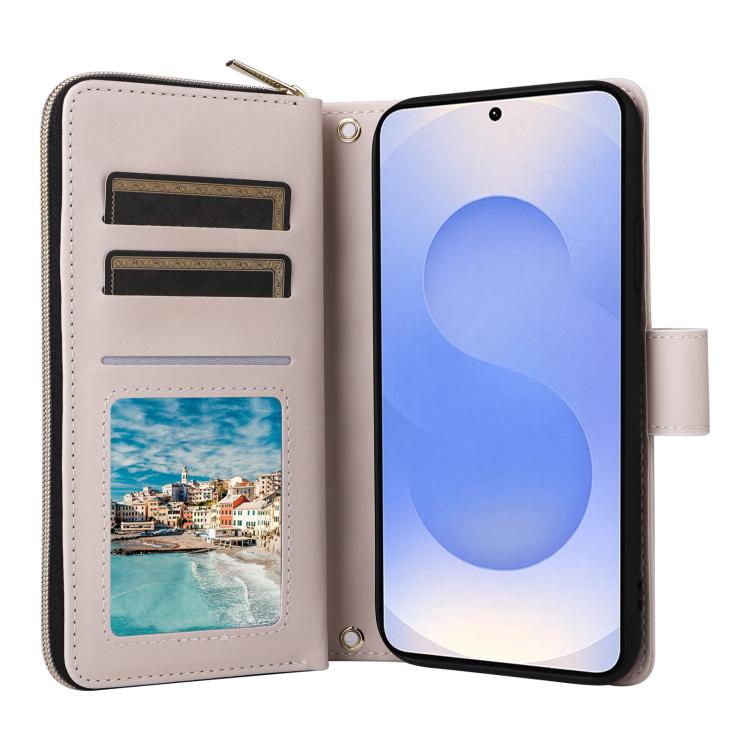 For Samsung Galaxy S25 Edge 5G Crossbody Rhombic Zipper Tower Buckle Leather Phone Case with Lanyard