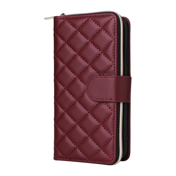 For Samsung Galaxy S25 Edge 5G Crossbody Rhombic Zipper Tower Buckle Leather Phone Case with Lanyard