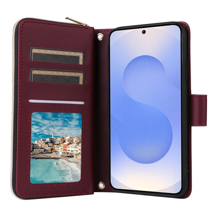 For Samsung Galaxy S25 Edge 5G Crossbody Rhombic Zipper Tower Buckle Leather Phone Case with Lanyard