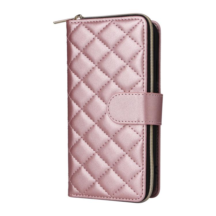 For Samsung Galaxy S25 Edge 5G Crossbody Rhombic Zipper Tower Buckle Leather Phone Case with Lanyard