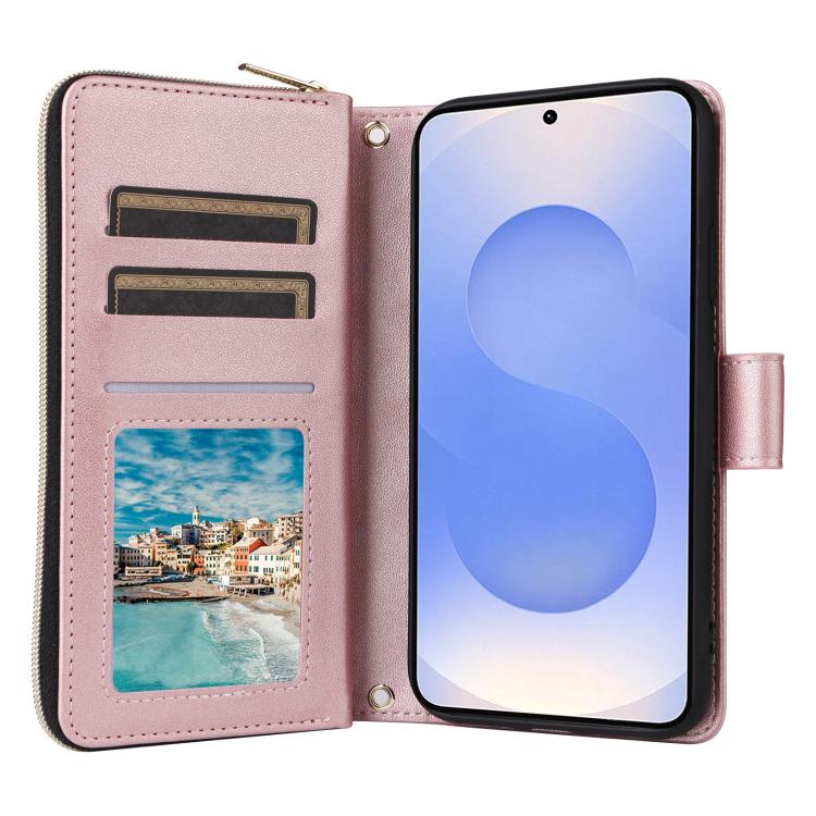 For Samsung Galaxy S25 Edge 5G Crossbody Rhombic Zipper Tower Buckle Leather Phone Case with Lanyard