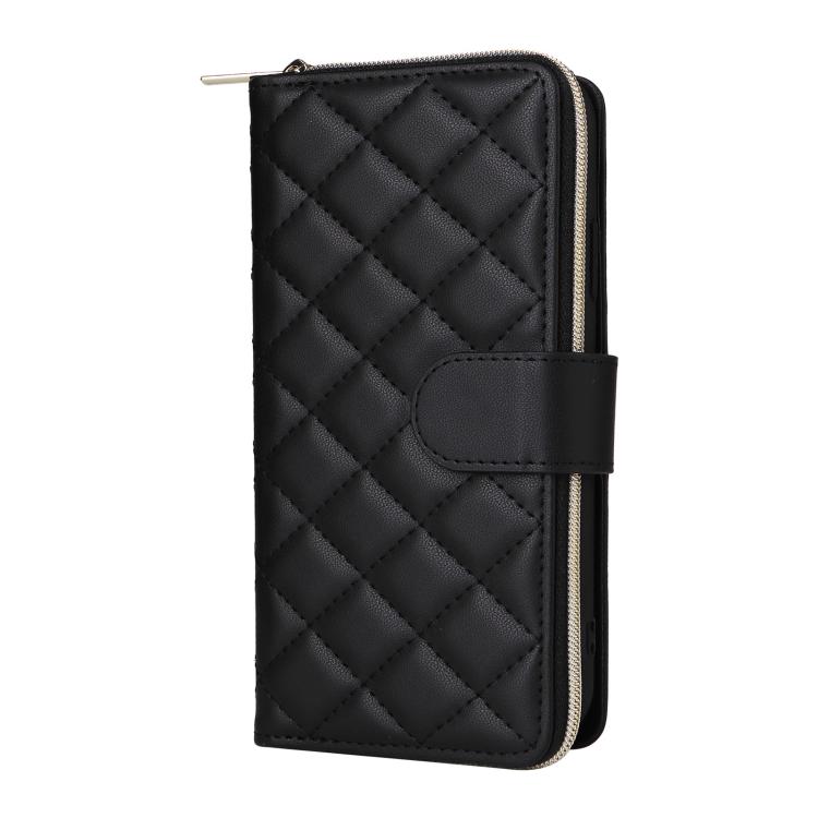 For Samsung Galaxy S25 Edge 5G Crossbody Rhombic Zipper Tower Buckle Leather Phone Case with Lanyard