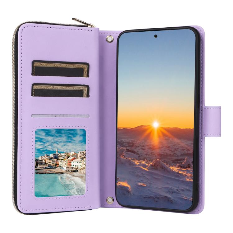 For Samsung Galaxy S25 FE 5G Crossbody Rhombic Zipper Tower Buckle Leather Phone Case with Lanyard