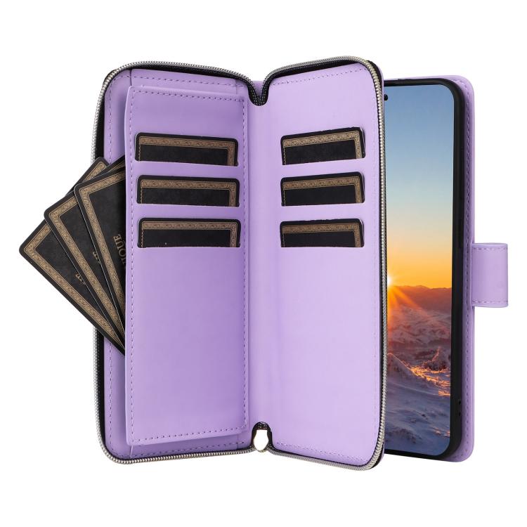 For Samsung Galaxy S25 FE 5G Crossbody Rhombic Zipper Tower Buckle Leather Phone Case with Lanyard