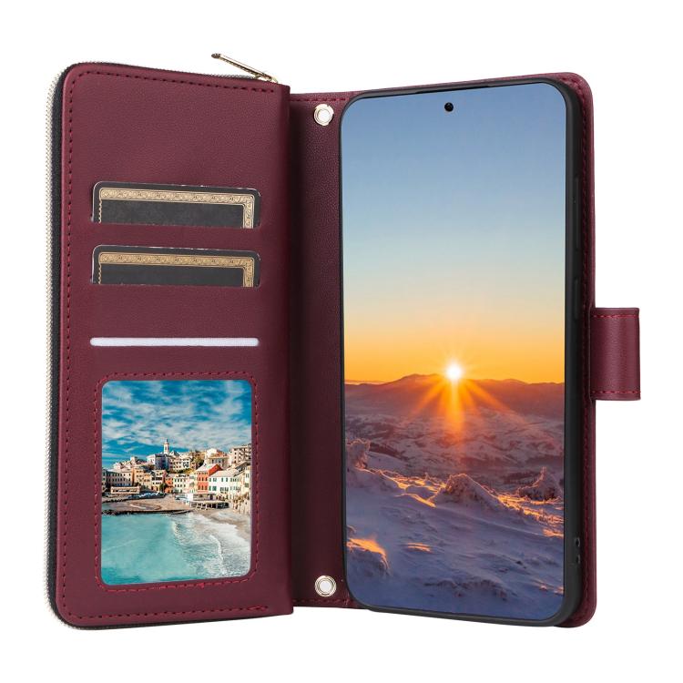 For Samsung Galaxy S25 FE 5G Crossbody Rhombic Zipper Tower Buckle Leather Phone Case with Lanyard