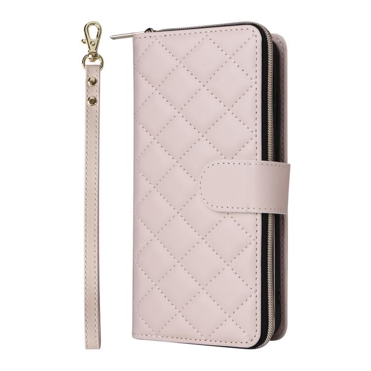 For Samsung Galaxy S26 5G Crossbody Rhombic Zipper Tower Buckle Leather Phone Case with Lanyard