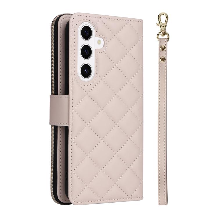For Samsung Galaxy S26 5G Crossbody Rhombic Zipper Tower Buckle Leather Phone Case with Lanyard
