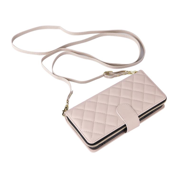 For Samsung Galaxy S26 5G Crossbody Rhombic Zipper Tower Buckle Leather Phone Case with Lanyard