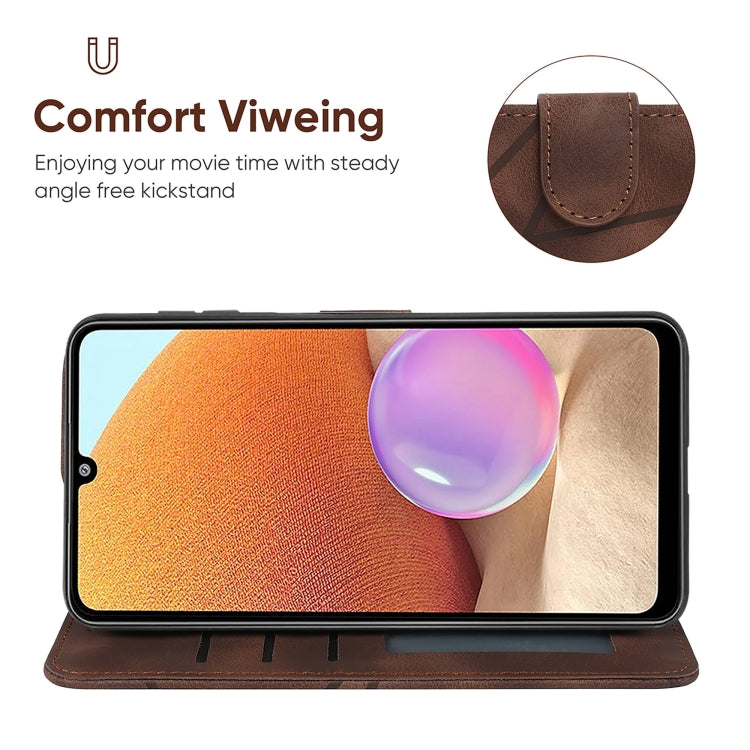 For Samsung Galaxy A32 4G Skin Feel Geometric Lines Leather Phone Case
