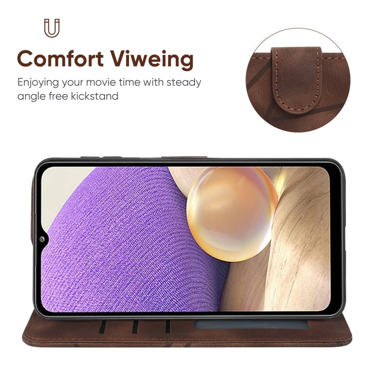 For Samsung Galaxy A32 5G Skin Feel Geometric Lines Leather Phone Case